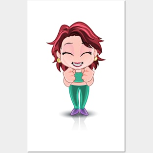 hot red short hair beautiful Girl cartoon character Posters and Art